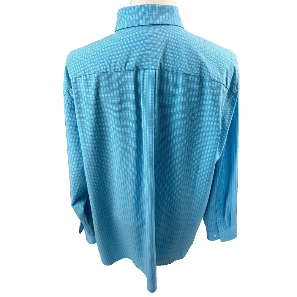 Land's End Blue Performnce Fit Golf Activewar Long Sleeve Button Shirt 2XLT - Picture 3 of 5